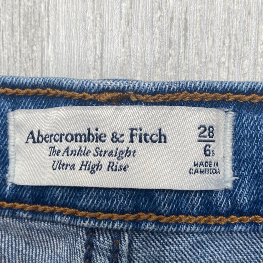 Abercrombie & Fitch Womens Blue The Ankle Straight Ultra High Rise Jeans Size 28 - Picture 3 of 12